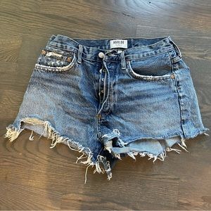 AGOLDE dark wash Parker short